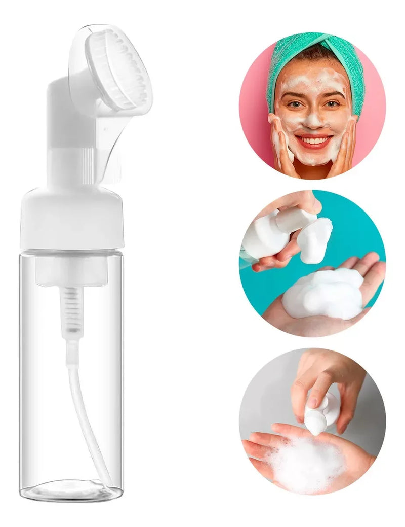 Garrafa com escova de silicone para limpeza de cuidados com a pele 150ml Escova Hidratante facial