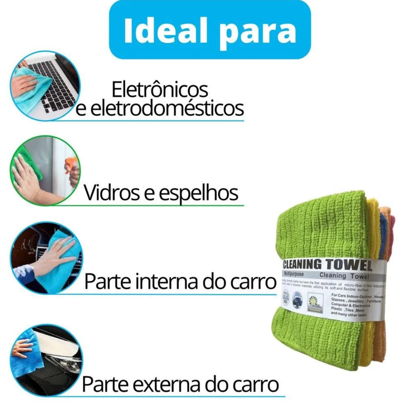 Kit de panos de microfibra multiuso de alta absorção