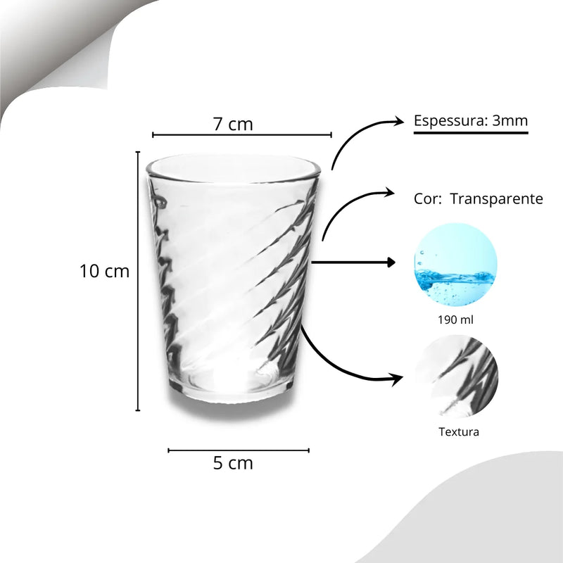 Kit Copo de Vidro 190 Ml - 06 unidades/kit