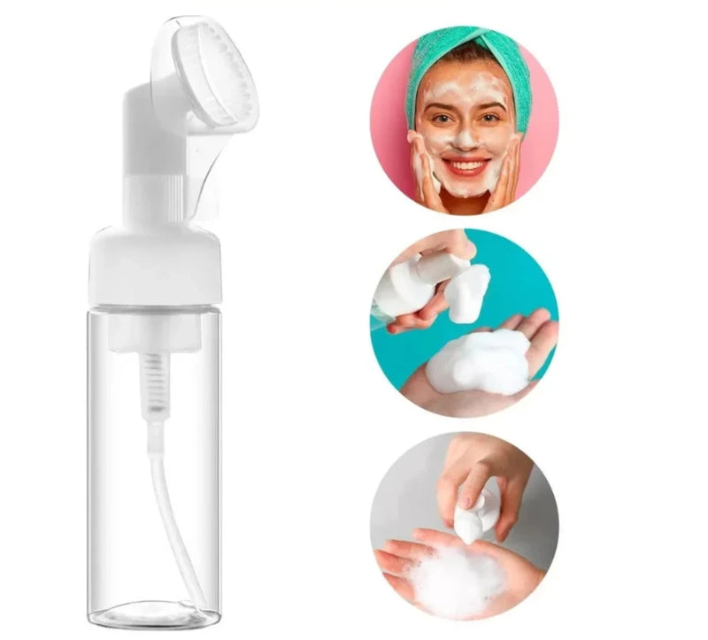 Garrafa com escova de silicone para limpeza de cuidados com a pele 150ml Escova Hidratante facial