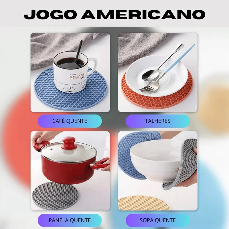 Jogo de Silicone Isolante Térmico Ideal Para Refeições Quentes