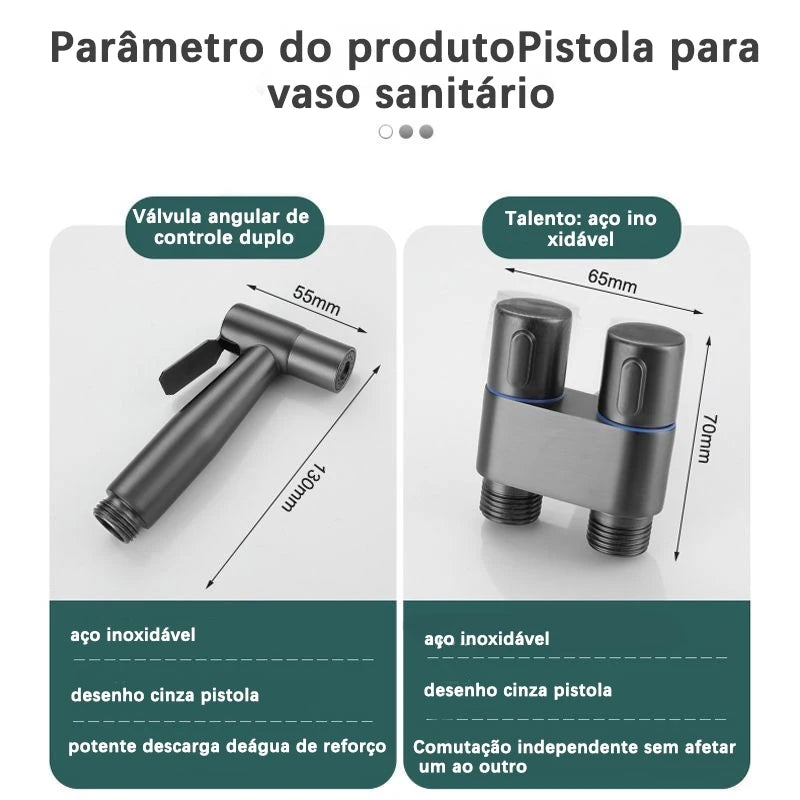 Kit Ducha Higiênica com Registro Duplo e Saída de Água