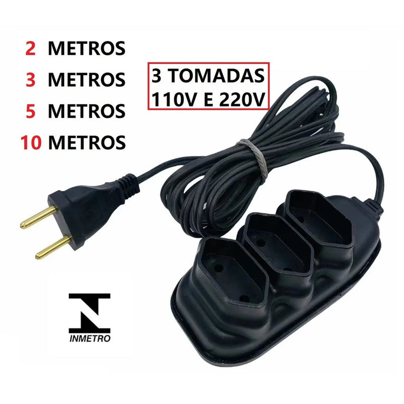 Extensão elétrica 3 Tomadas Compacta