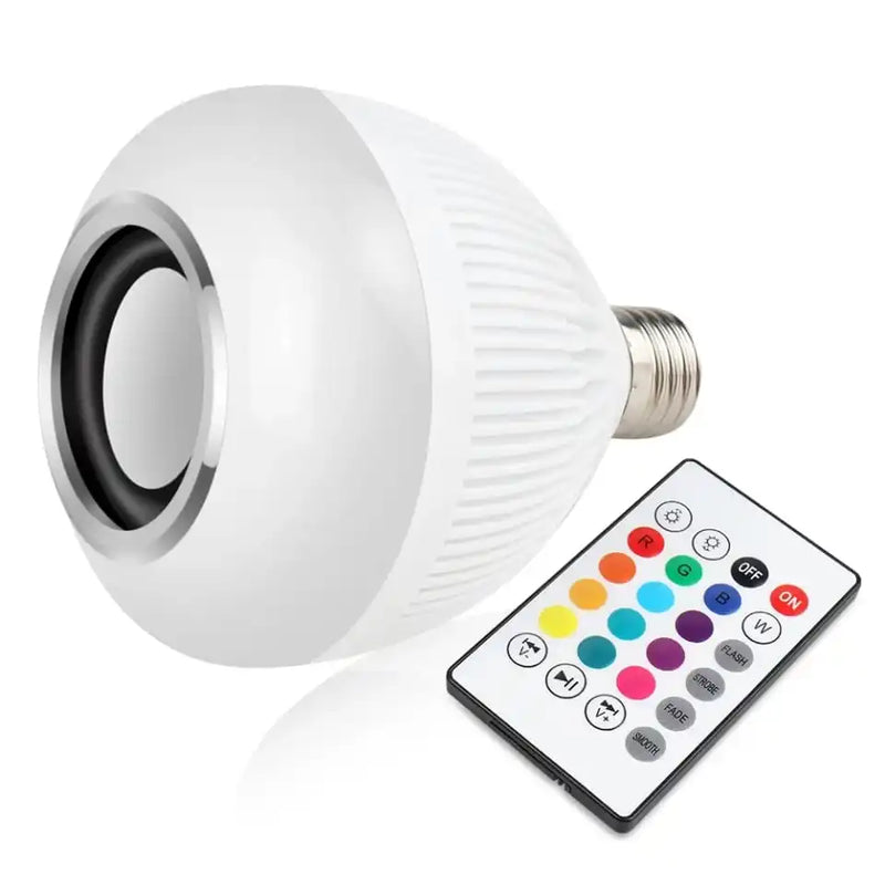 Lâmpada LED Bluetooth com Controle Remoto e Alto-falante - 12W Rgb